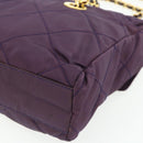 PRADA Chain Tote Bag Nylon Purple Gold Auth 178202-15