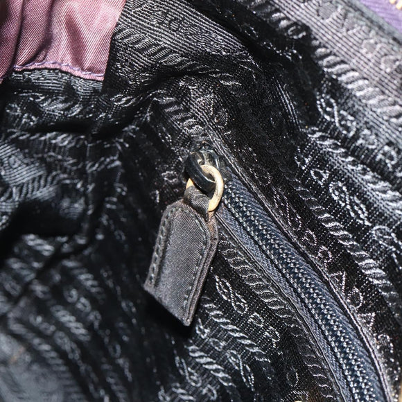 PRADA Chain Tote Bag Nylon Purple Gold Auth 178202