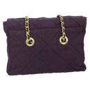 PRADA Chain Tote Bag Nylon Purple Gold Auth 178202-2