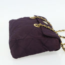 PRADA Chain Tote Bag Nylon Purple Gold Auth 178202-4