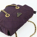 PRADA Chain Tote Bag Nylon Purple Gold Auth 178202-6