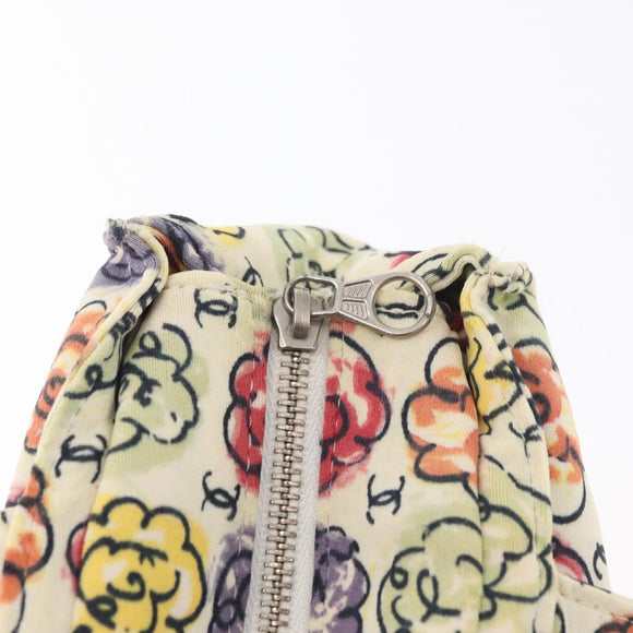CHANEL Hand Bag Canvas White Silver CC Auth 178204A