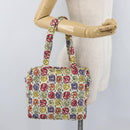 CHANEL Hand Bag Canvas White Silver CC Auth 178204A-21