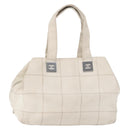 CHANEL Choco Bar Handtas Leer Wit Zilveren CC Auth 178206-1