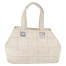 CHANEL Choco Bar Handtas Leer Wit Zilveren CC Auth 178206-2