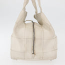 CHANEL Choco Bar Handtas Leer Wit Zilveren CC Auth 178206-3