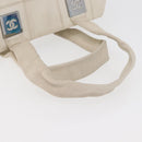 CHANEL Choco Bar Handtas Leer Wit Zilveren CC Auth 178206-7