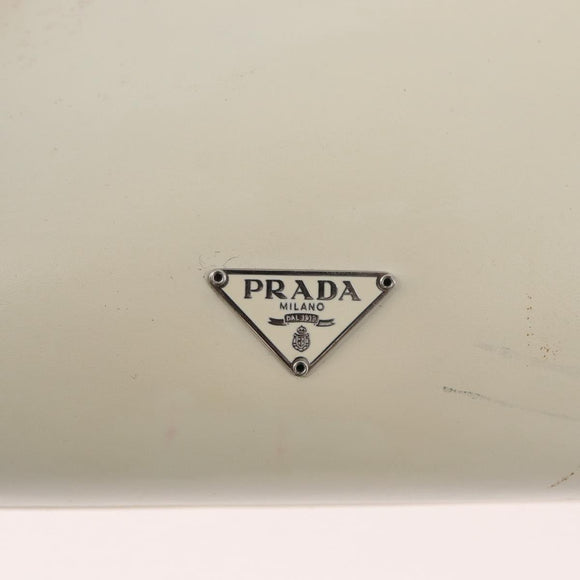 PRADA Handtasche Leder Weiß Silber Auth 178207