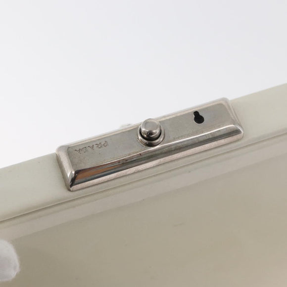 PRADA Handtasche Leder Weiß Silber Auth 178207