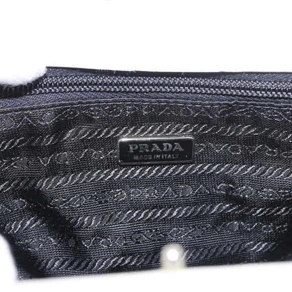 PRADA Handtasche Leder Weiß Silber Auth 178207