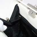 PRADA Hand Bag Leather White Silver Auth 178207-22