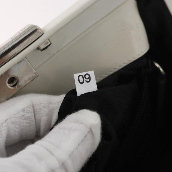 PRADA Hand Bag Leather White Silver Auth 178207