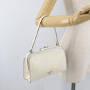 PRADA Hand Bag Leather White Silver Auth 178207-25