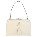 PRADA Hand Bag Leather White Silver Auth 178207-3