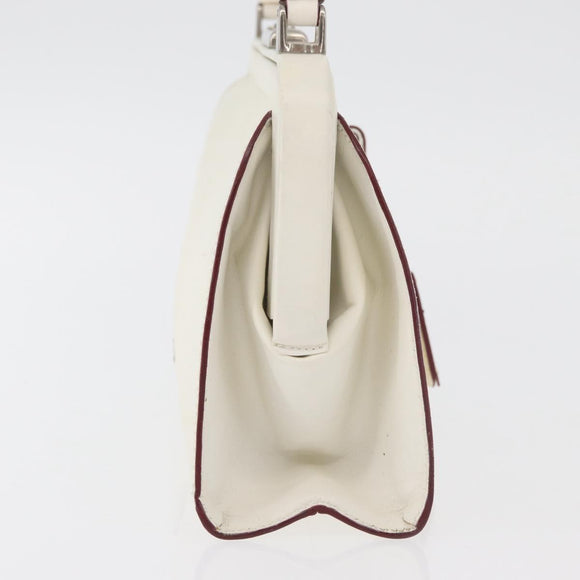 PRADA Handtasche Leder Weiß Silber Auth 178207