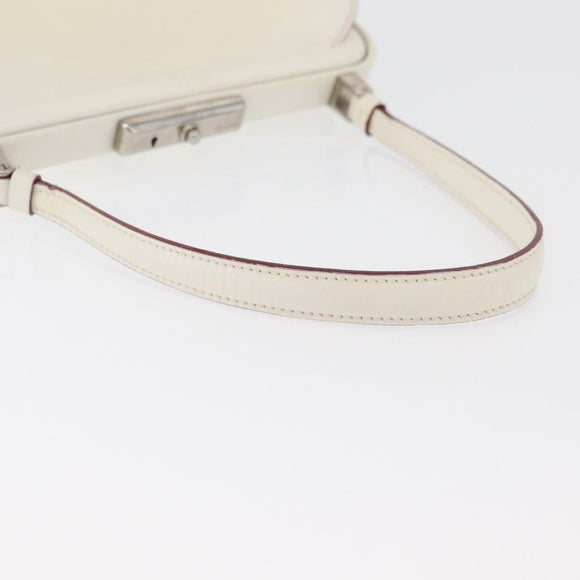 PRADA Handtasche Leder Weiß Silber Auth 178207