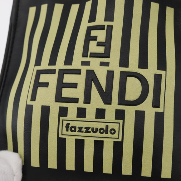 FENDI Hand Pouch Polyester Black Gold Auth 178209