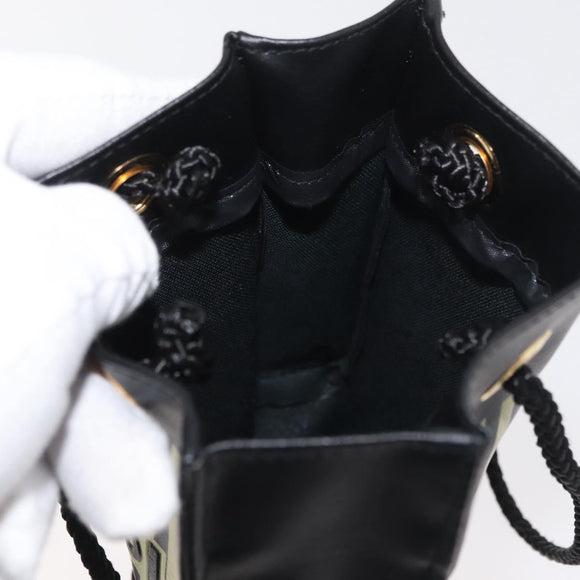 FENDI Hand Pouch Polyester Black Gold Auth 178209