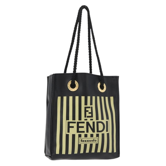FENDI Hand Pouch Polyester Black Gold Auth 178209