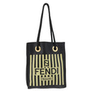 FENDI Hand Pouch Polyester Black Gold Auth 178209-2