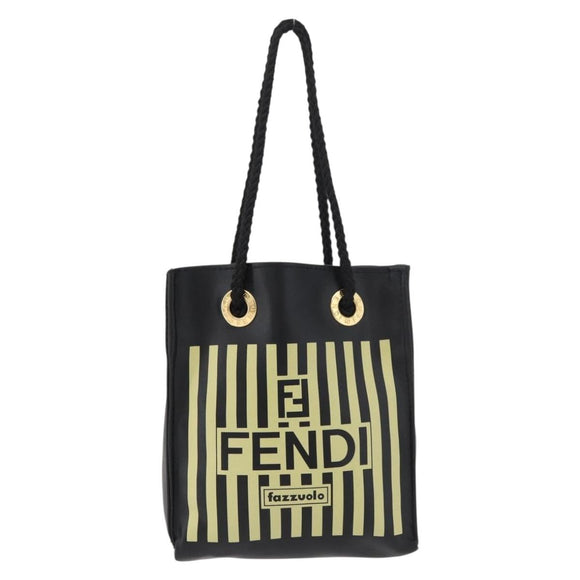 FENDI Hand Pouch Polyester Black Gold Auth 178209