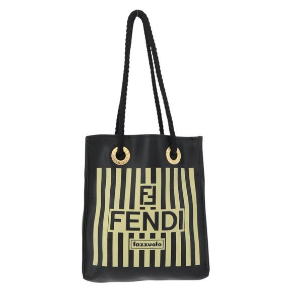 FENDI Hand Pouch Polyester Black Gold Auth 178209