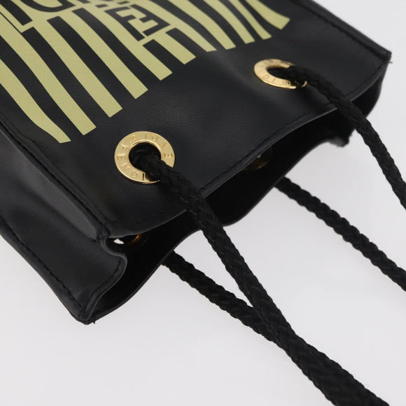 FENDI Hand Pouch Polyester Black Gold Auth 178209