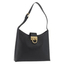 Salvatore Ferragamo Gancini Shoulder Bag Leather Black Gold Auth 178211A-1