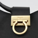 Salvatore Ferragamo Gancini Shoulder Bag Leather Black Gold Auth 178211A-17