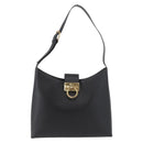Salvatore Ferragamo Gancini Shoulder Bag Leather Black Gold Auth 178211A-13