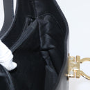 Salvatore Ferragamo Gancini Shoulder Bag Leather Black Gold Auth 178211A-22