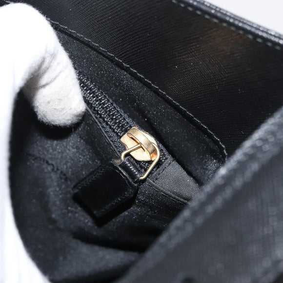 Salvatore Ferragamo Gancini Shoulder Bag Leather Black Gold Auth 178211A