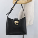 Salvatore Ferragamo Gancini Shoulder Bag Leather Black Gold Auth 178211A-26