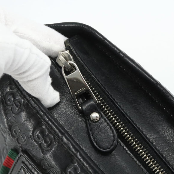 GUCCI GG Canvas Guccissima Shoulder Bag Leather Black Silver 322080 Auth 178212