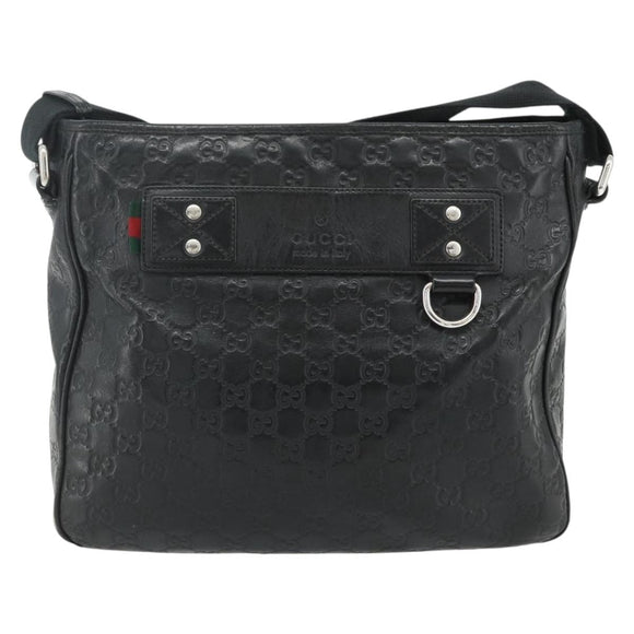 GUCCI GG Canvas Guccissima Shoulder Bag Leather Black Silver 322080 Auth 178212