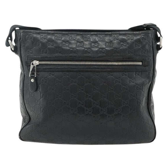 GUCCI GG Canvas Guccissima Shoulder Bag Leather Black Silver 322080 Auth 178212
