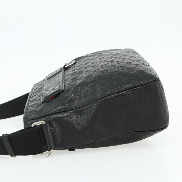 GUCCI GG Canvas Guccissima Shoulder Bag Leather Black Silver 322080 Auth 178212