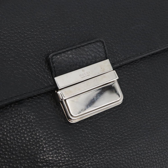 GUCCI Business Bag Leather Black Silver 268113 Auth 178213A