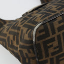 FENDI Zucca Canvas Mamma Baguette Shoulder Bag Black Brown Auth 178214-15