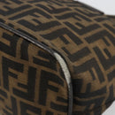 FENDI Zucca Canvas Mamma Baguette Shoulder Bag Black Brown Auth 178214-16