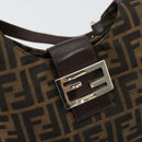 FENDI Zucca Canvas Mamma Baguette Shoulder Bag Black Brown Auth 178214-18