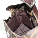FENDI Zucca Canvas Mamma Baguette Shoulder Bag Black Brown Auth 178214-21
