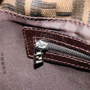 FENDI Zucca Canvas Mamma Baguette Shoulder Bag Black Brown Auth 178214-22