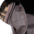 FENDI Zucca Canvas Mamma Baguette Shoulder Bag Black Brown Auth 178214-12