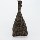 FENDI Zucca Canvas Mamma Baguette Shoulder Bag Black Brown Auth 178214-3