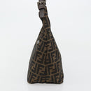 FENDI Zucca Canvas Mamma Baguette Shoulder Bag Black Brown Auth 178214-4