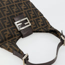 FENDI Zucca Canvas Mamma Baguette Shoulder Bag Black Brown Auth 178214-6