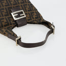FENDI Zucca Canvas Mamma Baguette Shoulder Bag Black Brown Auth 178214-7