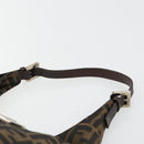 FENDI Zucca Canvas Mamma Baguette Shoulder Bag Black Brown Auth 178214-14