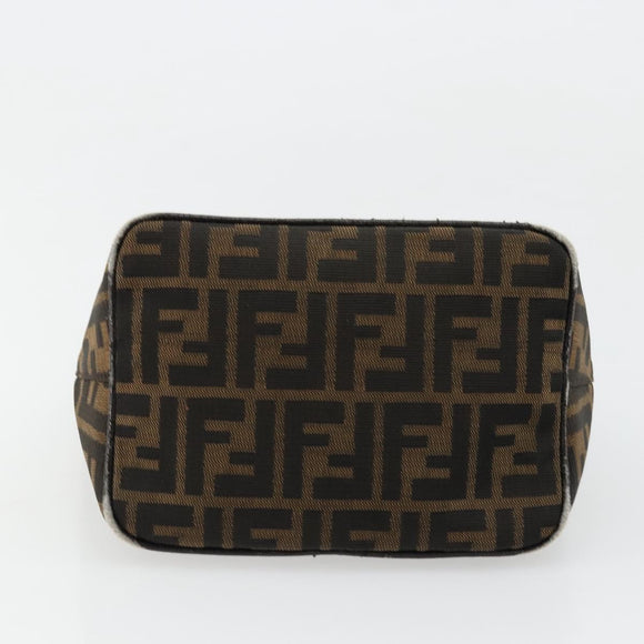 FENDI Zucca Canvas Mamma Baguette Shoulder Bag Black Brown Auth 178214